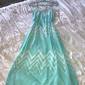 Mint Maxi Dress, Ties Around Waist